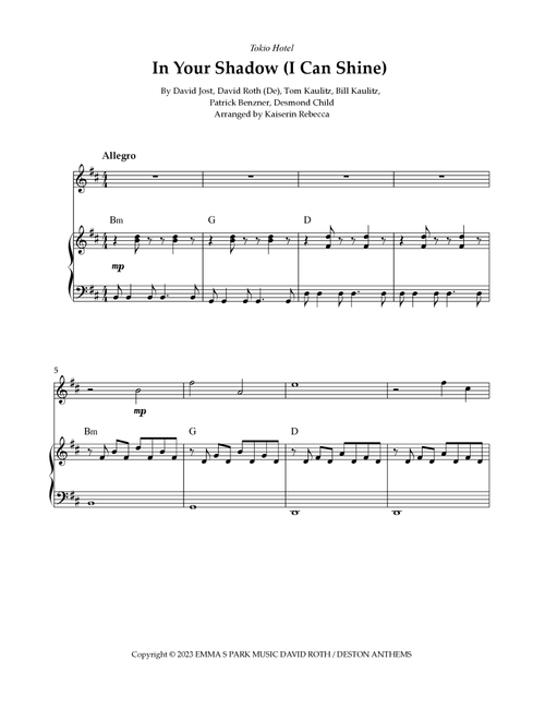 In Your Shadow I Can Shine (Arr. Kaiserin Rebecca) - Tokio Hotel (Flute and Piano)