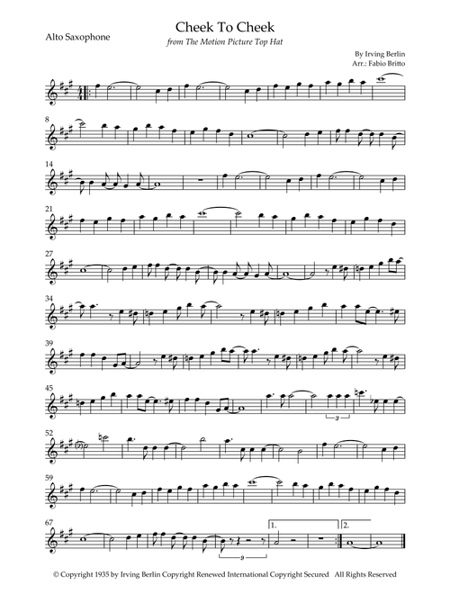 Cheek To Cheek (Arr. Fabio Britto) - Fred Astaire (Alto Sax Solo)