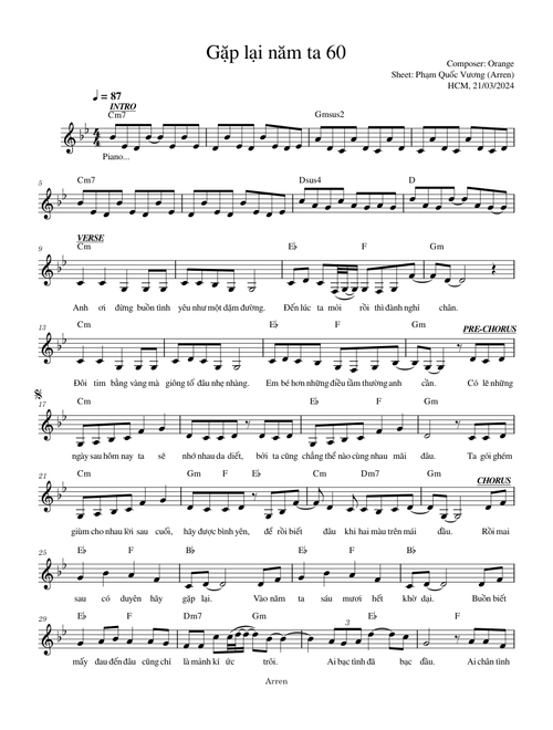 Orange - Gặp lại năm ta 60 (Sheet by Arren)