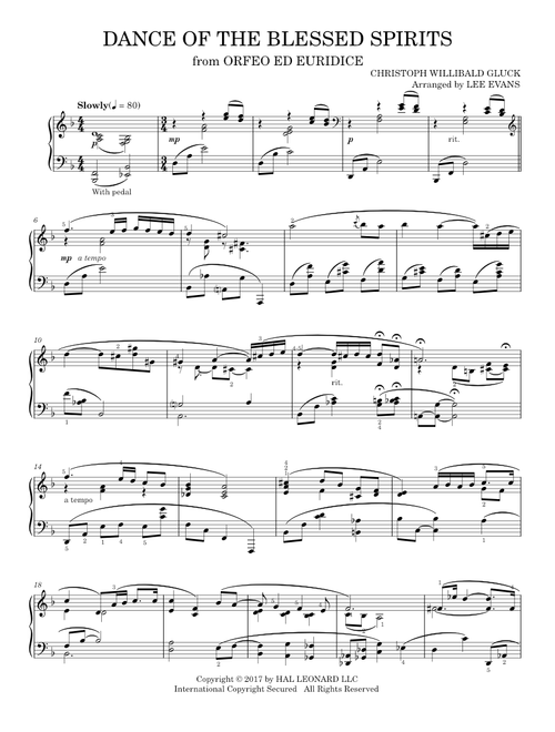 Dance of the Blessed Spirits - Christoph Willibald Gluck (Piano Solo)