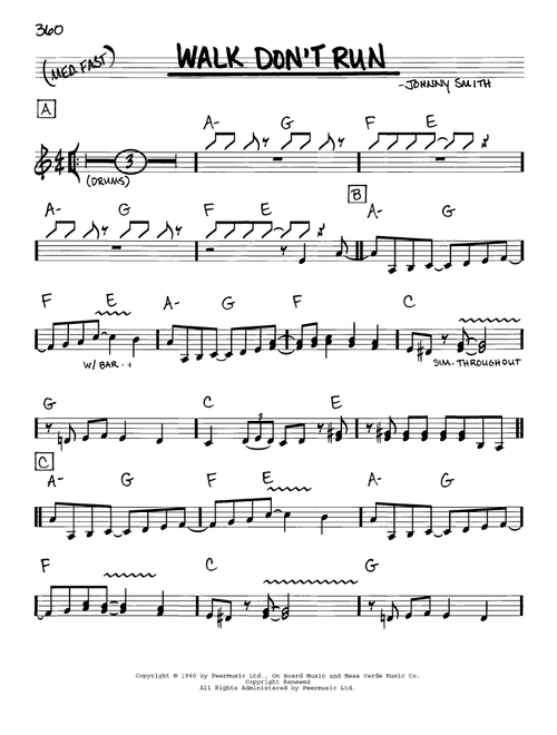Walk Don't Run - The Ventures (Real Book - Melody-Chords-Lyrics)