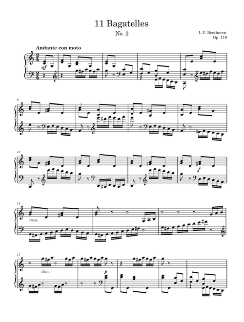 Bagatelle Op. 119. No 2 - Ludwig Van Beethoven