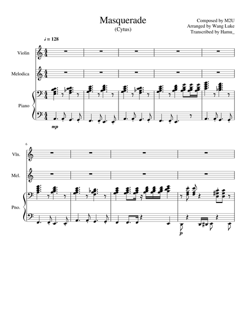 Masquerade by M2U from Cytus (a violin melodica piano trio)
