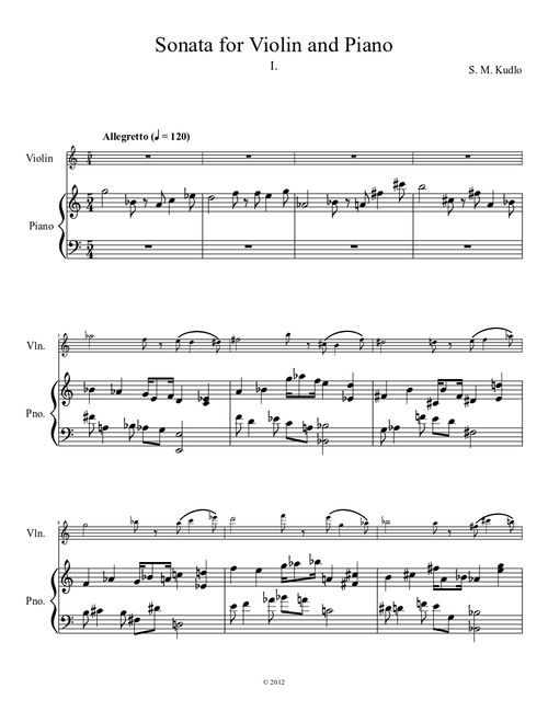 Sonata for Violin and Piano, first movement
