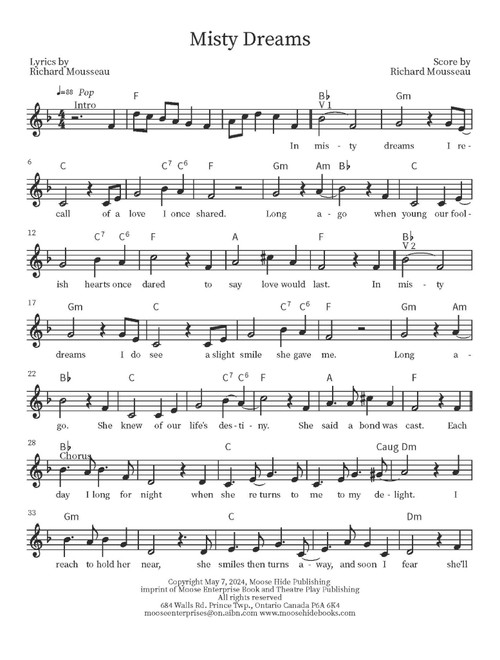 Misty Dreams (Arr. Richard Mousseau) - Rick Moose (Guitar Chords-Lyrics)