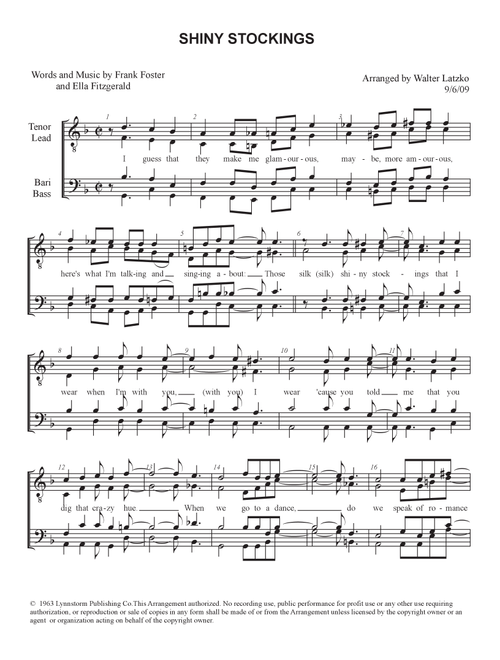 Shiny Stockings (Arr. Walter Latzko) - Count Basie (Choral, TTBB)
