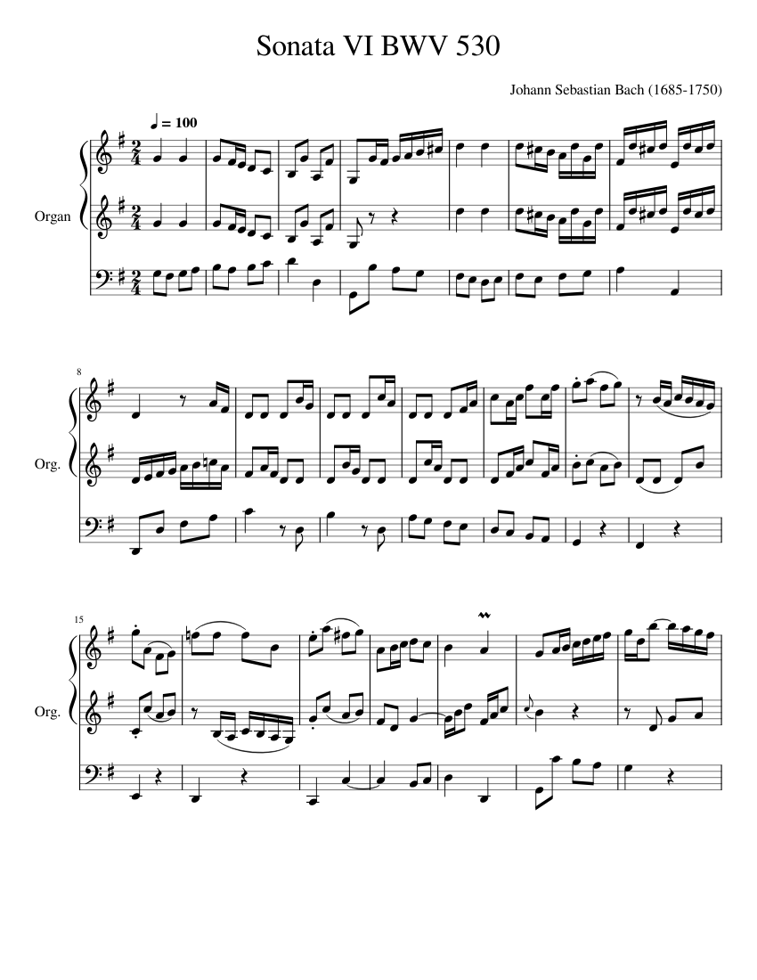 Sonata No. 6 BWV 530 Sheet Music for Organ (Solo) | MuseScore.com