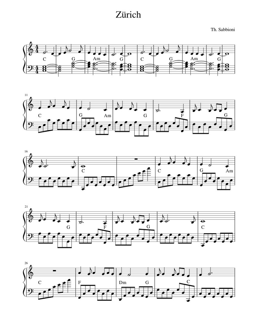 The Zurich Notebook.pdf Zuerich Sheet music for Piano (Solo) Easy | Musescore.com