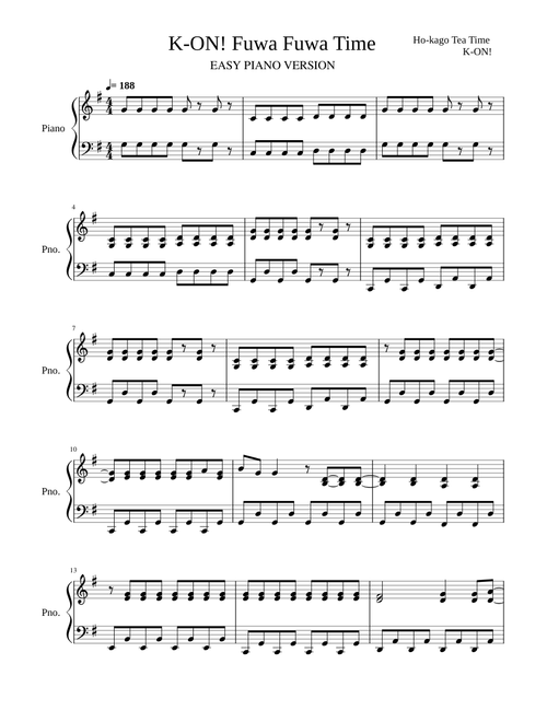 K-ON! Fuwa Fuwa Time- EASY PIANO