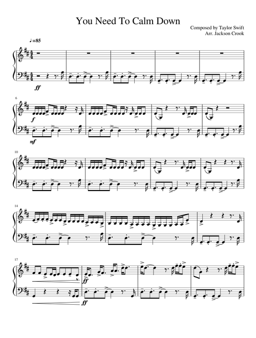 You Need To Calm Down By Taylor Swift