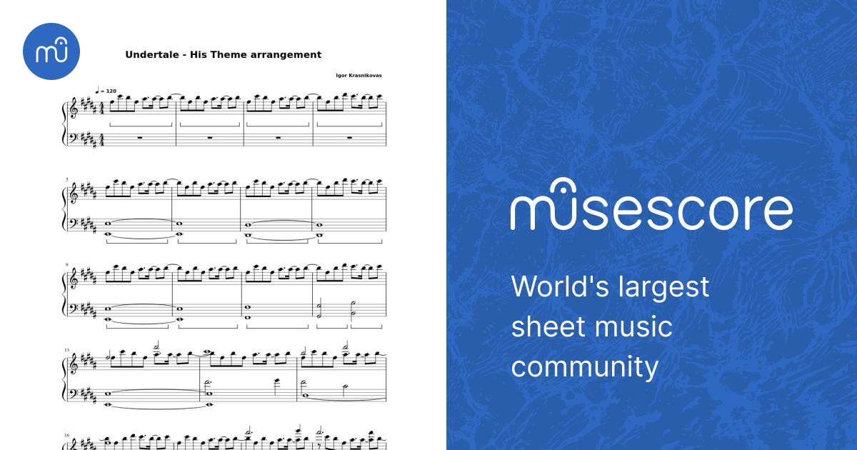 Undertale - His Theme Arrangement Sheet Music for Piano (Solo ...
