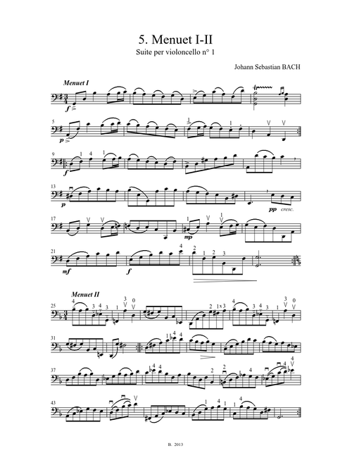 J. S. Bach - Cello Suite n° 1 BWV 1007 - 5. Menuet I-II