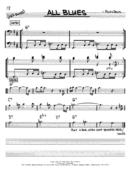 All Blues - Miles Davis (Real Book - Melody-Chords)