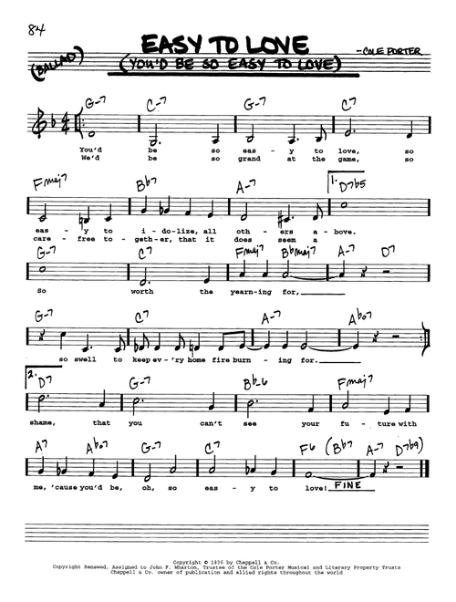 Easy To Love (You'd Be So Easy To Love) (Low Voice) - Cole Porter (Real Book - Melody-Chords-Lyrics)