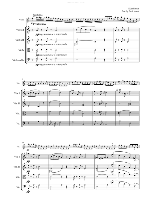 Jenkinson Elfentanz (Elves Dance ) for Solo Violin and String Orchestra/Quartet (Arr. Amir Awad) (Orchestra)