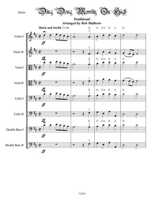 Ding Dong Merrily On High for Strings (Arr. Bob Mathews) - Traditional (String Ensemble)