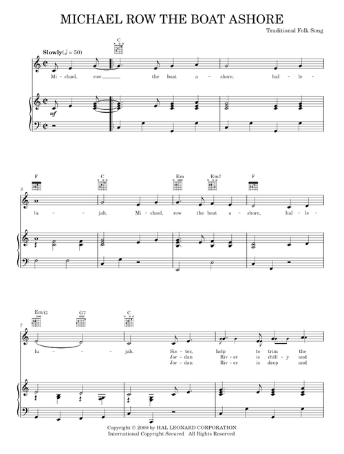 Michael Row The Boat Ashore - Traditional English Folksong (Piano-Vocal-Guitar)