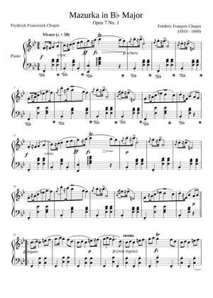 Play Official version of Mazurka Op 7 No 1 Sheet Music by Frédéric