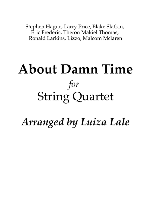 About Damn Time (Arr. Luiza Lale) - Lizzo (String Quartet)