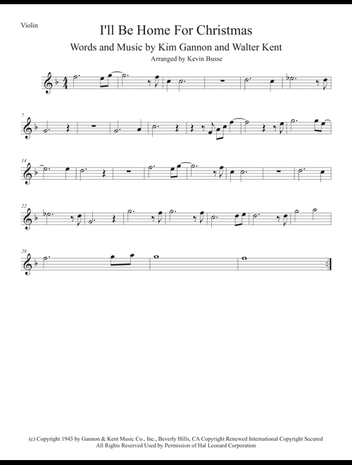 I'll Be Home For Christmas (Arr. Kevin Busse) - Rascal Flatts (Violin Solo)