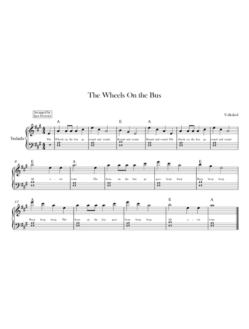 The Wheels On the Bus (Arr. Igor Ferreira) - Verna Hills (Piano Chords-Lyrics)