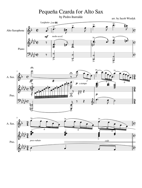 Pequeña Czarda for Alto Sax