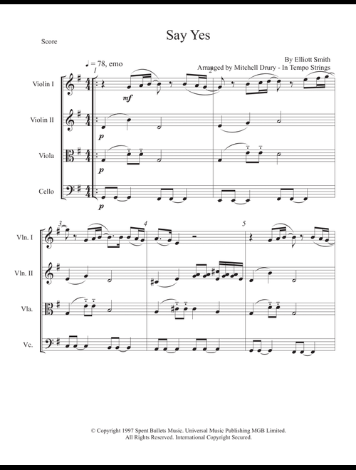 Say Yes (Arr. Mitchell Drury) - Elliott Smith (String Quartet)