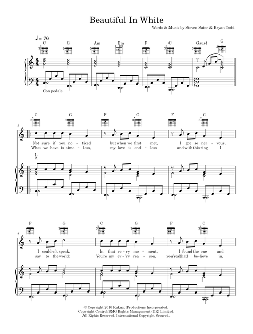 Beautiful In White - Hayley Westenra Boyzone (Piano-Vocal-Guitar (Piano Accompaniment))