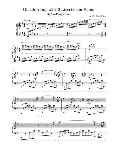Genshin Impact - Inazuma Miscellany – Yu-Peng Chen Genshin Impact 2.0 Livestream Piano (Part 1)