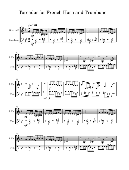 The toréador song – Georges Bizet Toreador for French Horn and Trombone