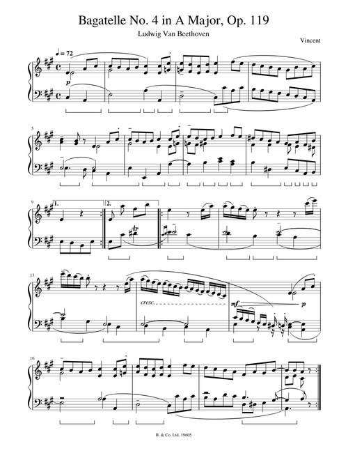 Beethoven - Bagatelle No. 4 in A Major, Op. 119