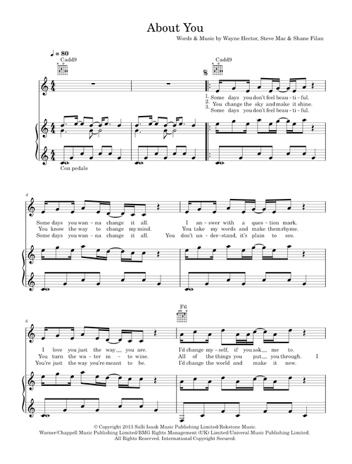 About you - Shane Filan (Piano-Vocal-Guitar (Piano Accompaniment))