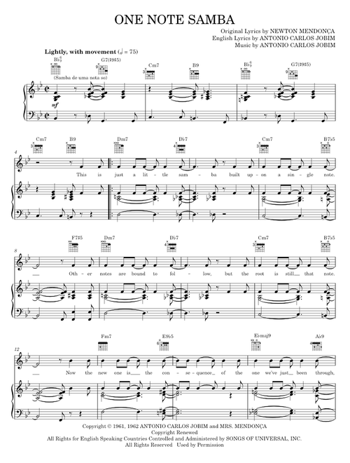 One Note Samba (Samba De Uma Nota So) - Antonio Carlos Jobim, Ella Fitzgerald, Frank Sinatra (Piano-Vocal-Guitar)