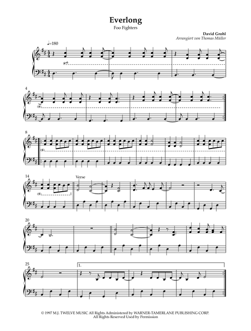 Everlong (Arr. Thomas Müller) - Foo Fighters (Easy Piano)