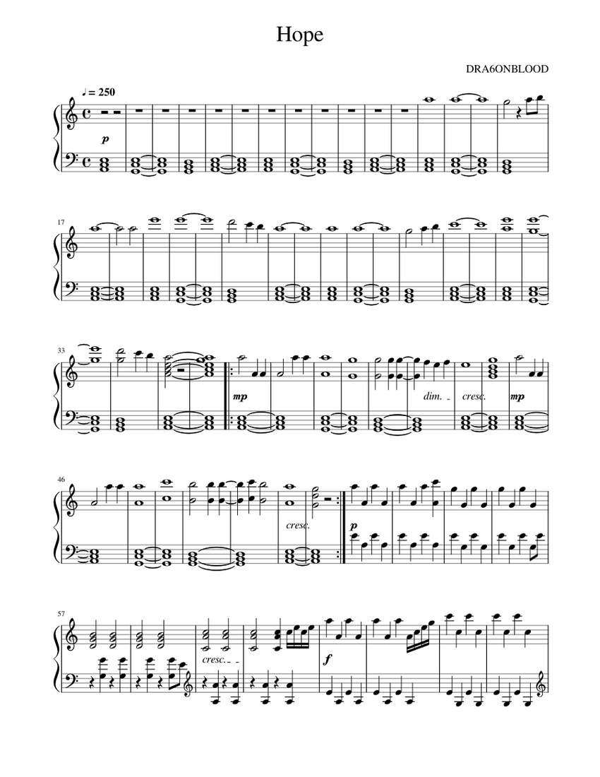 Hope Keyboard Notes Hope Sheet music for Piano (Solo) | Musescore.com