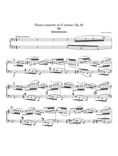 Sergei Prokofiev, Piano concerto in G minor, Op.16 III. Intermezzo (solo)