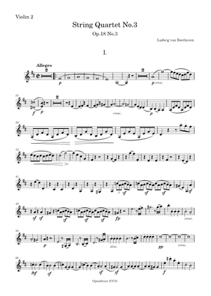 String Quartet No. 3 in D major, Opus 18 No. 3 Sheet Music
