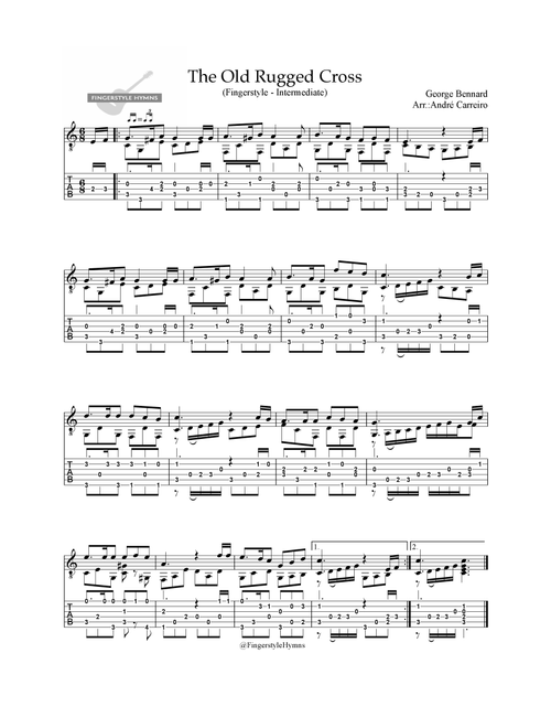 The Old Rugged Cross - Fingerstyle Guitar (Intermediate) (Arr. A. Carreiro) - Fingerstyle Hymns (Easy Guitar with TAB)