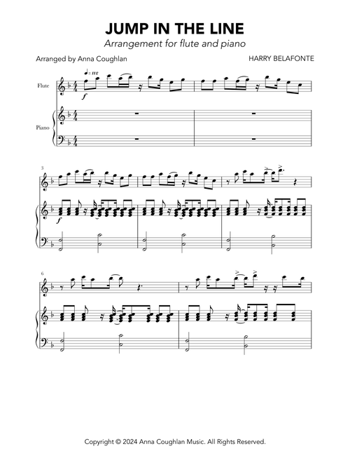 Jump In The Line (Arr. Anna Coughlan) - Harry Belafonte (Flute and Piano)