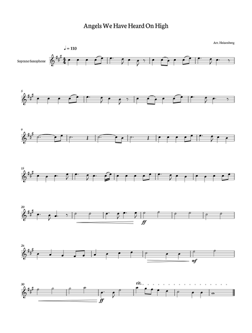 Christmas Song - Angels We Have Heard on High for Soprano Sax (Arr. Heisenberg) - Wilfrid Moreau (Soprano Sax Solo)