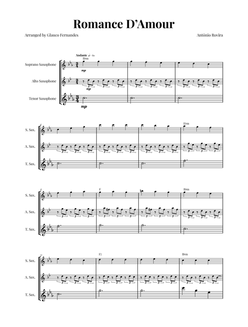 Spanish Romance (Romanza - Romance D'Amor) - Exclusive Sheet Music Arrangement (Arr. Glauco Fernandes) - Traditional (Woodwind Ensemble)