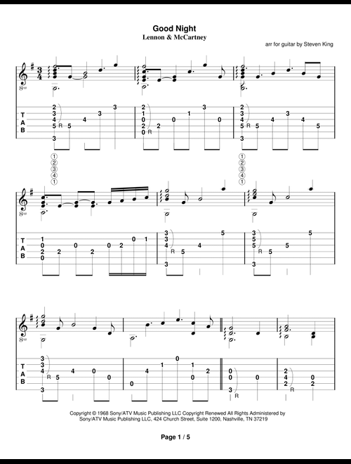 Good Night (Arr. Steven King) - The Beatles (Solo Guitar)