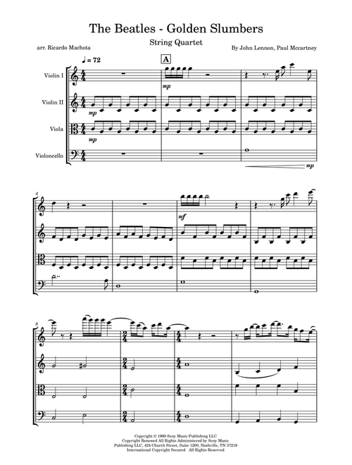 Golden Slumbers (Arr. Ricardo Machota) - The Beatles (String Quartet)