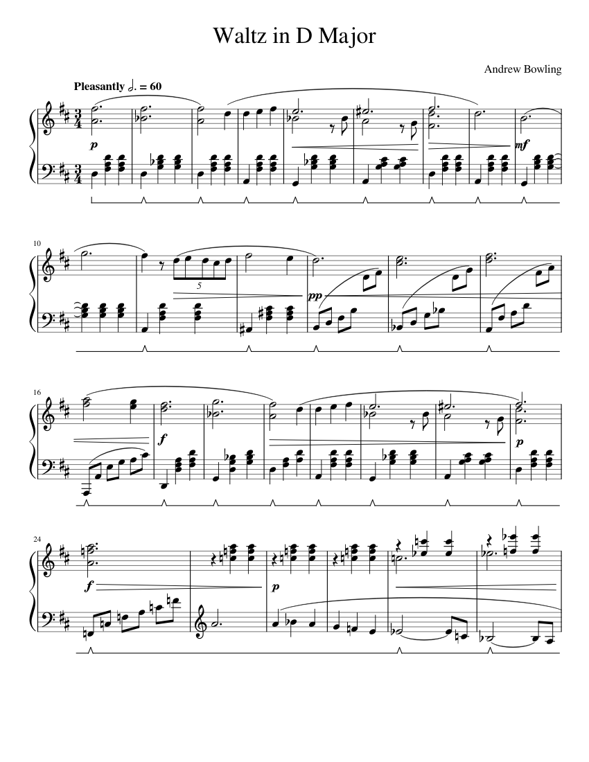 Waltz in D Major Sheet Music for Piano (Solo) | MuseScore.com