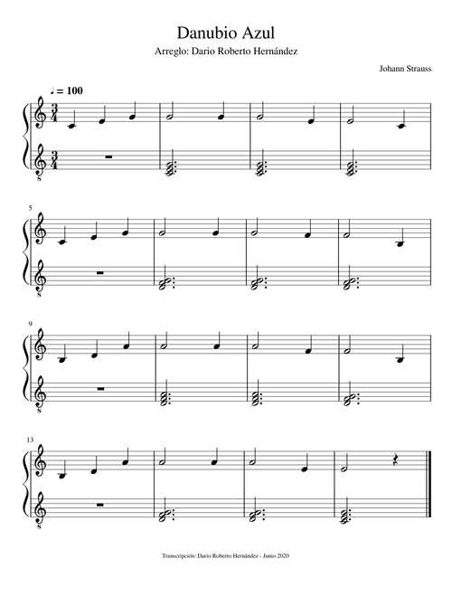 Tema "Danubio Azul" - Piano fácil