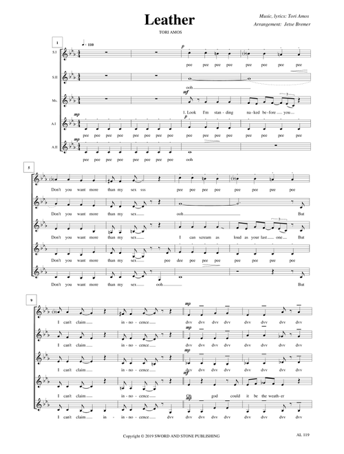 Leather (Arr. Jetse Bremer) - Tori Amos (Choral, 5-Part)