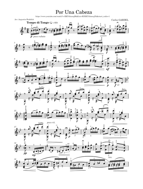 Por Una Cabeza (SoloViolin) – Carlos Gardel