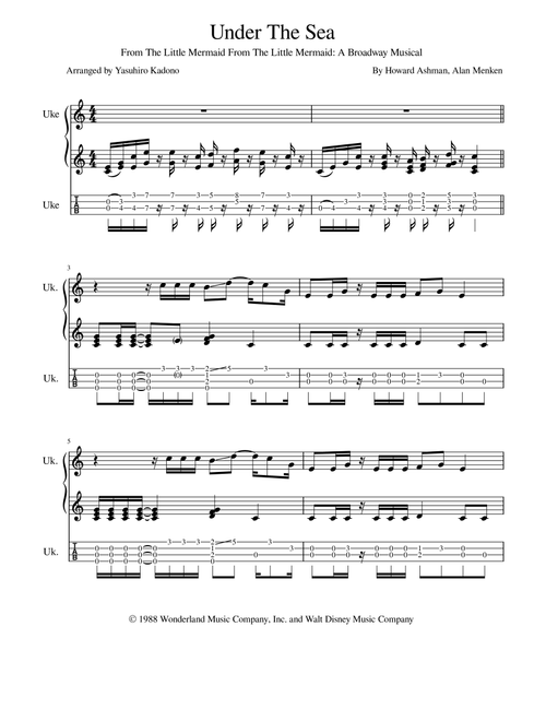 Under The Sea (Arr. Yasuhiro Kadono) - Howard Ashman, Alan Menken (Ukulele)