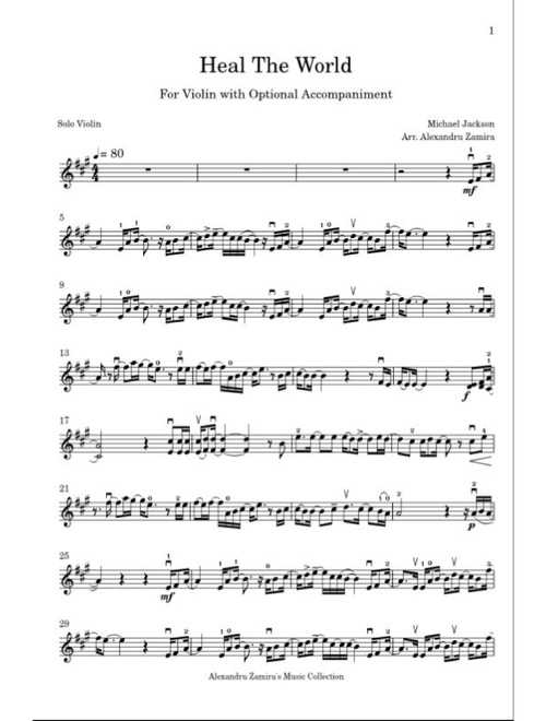 Heal The World (Arr. Alexandru Zamira) - Michael Jackson (Violin Solo)
