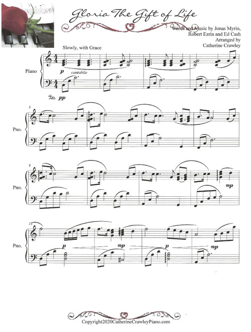 Gloria The Gift Of Life (Arr. Catherine Crawley) - Andrea Bocelli (Piano Solo)